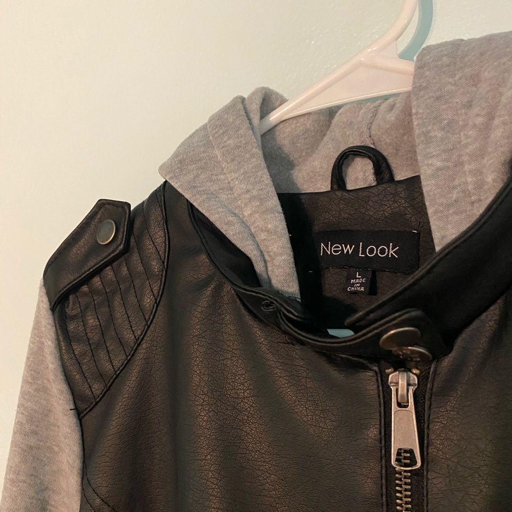 New Look faux leather jacket with hood